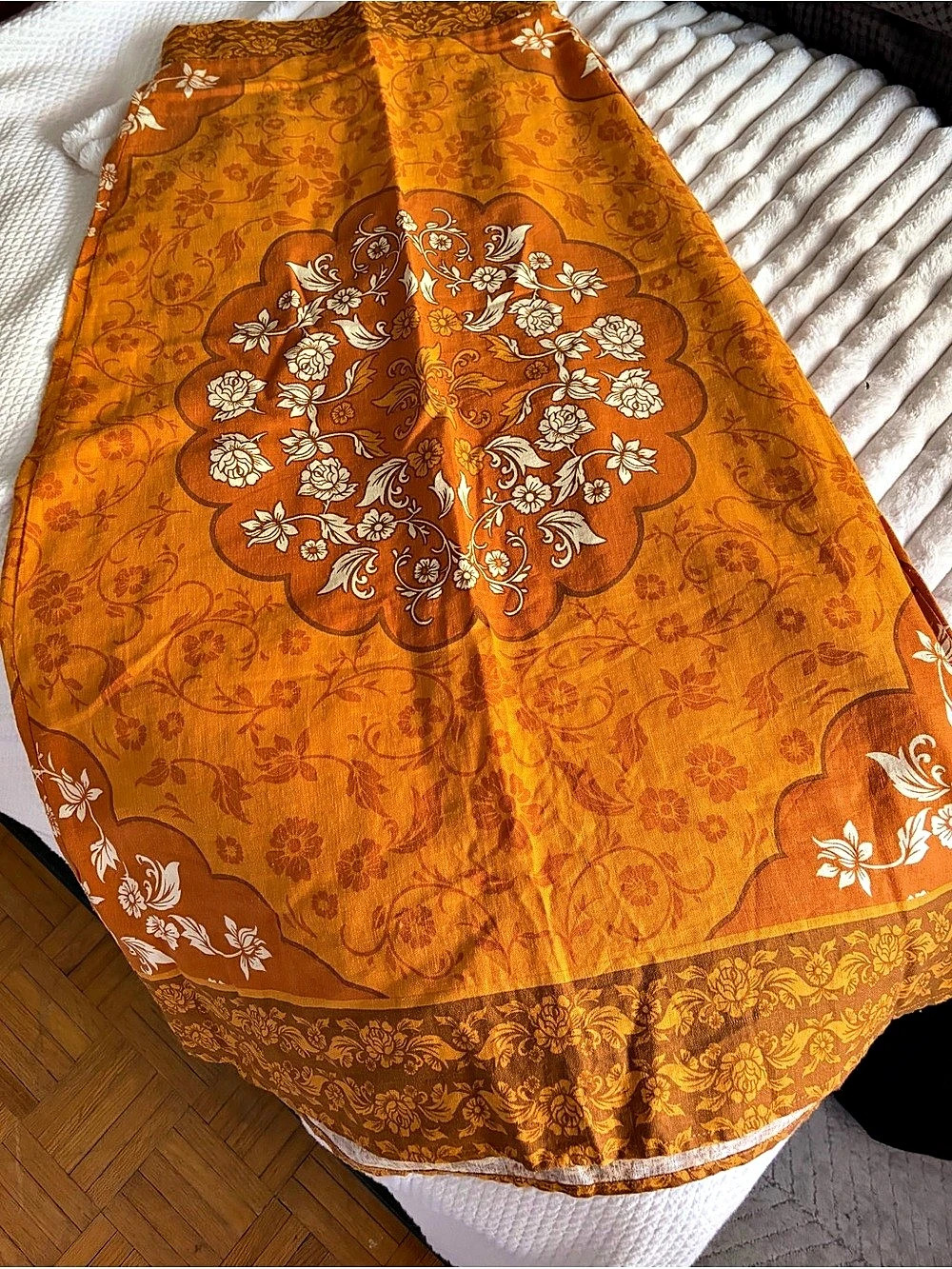 Rachel Zoe Linen Skirt in a Sunset Gold colour
